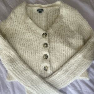 White soft button down top